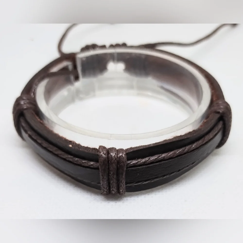 Men's Bracelet Leather Layered Brown New f39